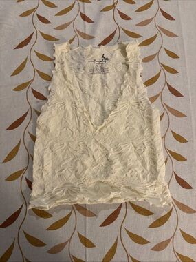 Free People Ivory Textured V-Neck Camisole